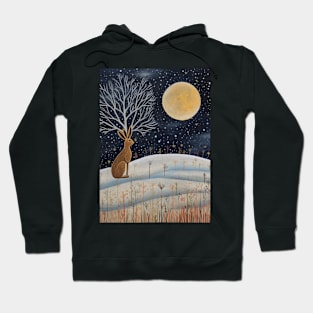 Moonlit Reverie: The Hare's Serenity Hoodie